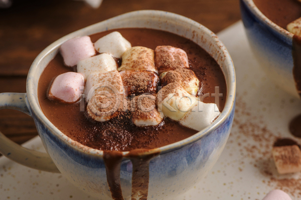 달콤 따뜻함 뜨거움 사람없음 JPG 포토 해외이미지 디저트 마시멜로우 머그컵 초콜릿 코코아 코코아가루