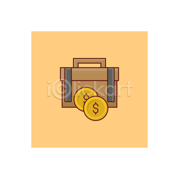 사람없음 JPG 라인아이콘 아이콘 해외이미지 금융 노란색 달러 동전 서류가방