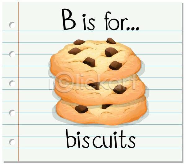 사람없음 EPS 일러스트 해외이미지 B 단어 단어카드 알파벳 영어 영어교육 초코칩쿠키 쿠키