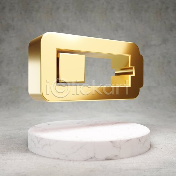 사람없음 3D JPG 포토 해외이미지 건전지 광택 금색 디지털 베터리 심볼 황금