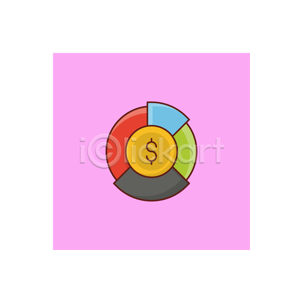 사람없음 JPG 라인아이콘 아이콘 해외이미지 금융 달러 동전 분홍색 원그래프