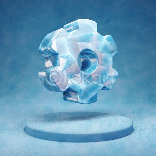 사람없음 3D JPG 입체 포토 해외이미지 얼음 오브젝트 톱니바퀴 파란색