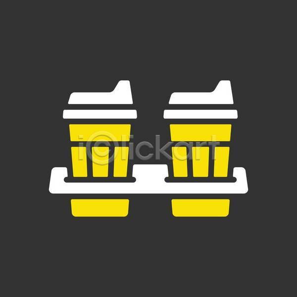 사람없음 EPS 아이콘 일러스트 해외이미지 검은색 노란색 컵 컵홀더 테이크아웃컵 흰색