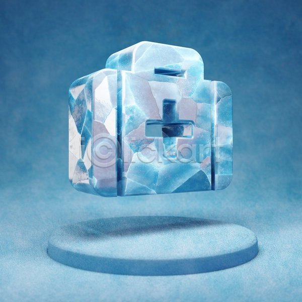 사람없음 3D JPG 입체 포토 해외이미지 구급상자 얼음 오브젝트 파란색