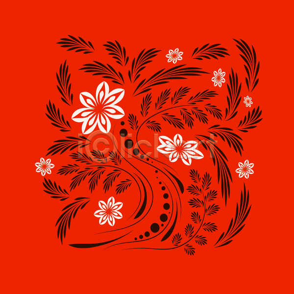 화려 사람없음 EPS JPG 일러스트 해외이미지 꽃 디자인 미술 민화 빨간색 잎