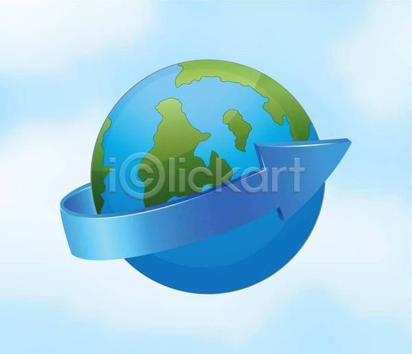 사람없음 3D EPS 일러스트 해외이미지 우주 지구 파란색 화살표