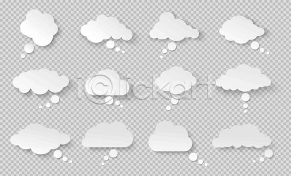 사람없음 EPS 일러스트 해외이미지 구름(자연) 구름모양 만화 말풍선 생각 세트 엘리먼트