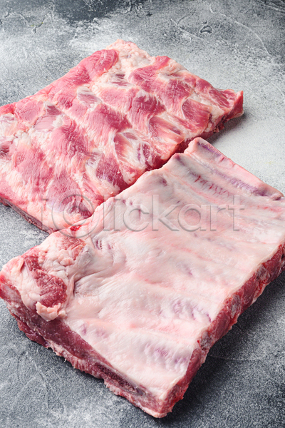 신선 사람없음 JPG 포토 해외이미지 돼지고기 등갈비 생고기 식재료 실내 회색배경