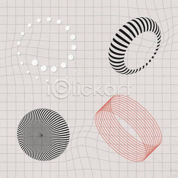 빈티지 사람없음 EPS 일러스트 입체 해외이미지 겹침 기하학 디자인 세트 엘리먼트 원형 줄무늬 추상