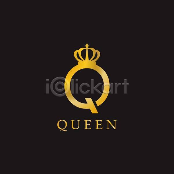 사람없음 EPS 일러스트 해외이미지 Q 검은색 그래픽 금색 디자인 심볼 알파벳 여왕 왕관