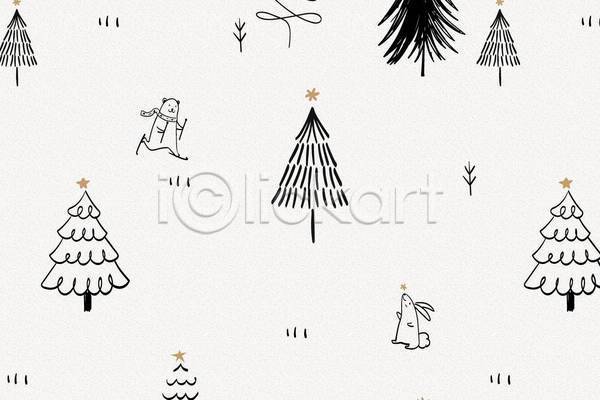 사람없음 EPS 일러스트 해외이미지 나무 두마리 백그라운드 북극곰 선 스키 크리스마스트리 토끼 패턴