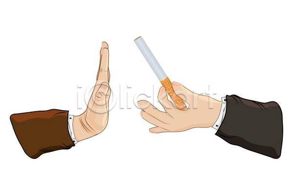 거절 신체부위 EPS 일러스트 해외이미지 금연 담배 담배꽁초 들기 손 흡연 흡연금지