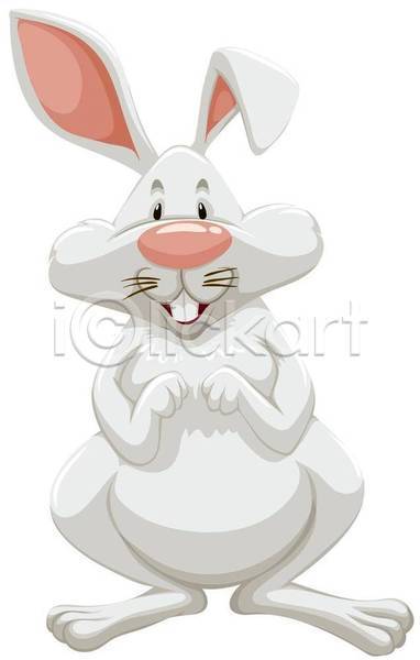 귀여움 사람없음 EPS 일러스트 해외이미지 토끼 토끼캐릭터 한마리 흰색