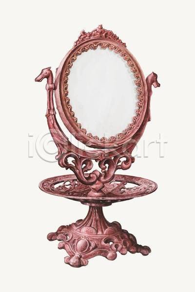 사람없음 EPS 일러스트 해외이미지 거울 골동품 디자인 미술 분홍색 탁상거울