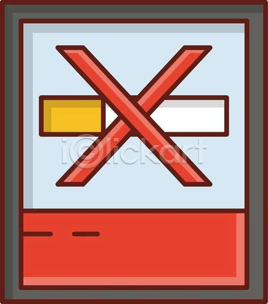 사람없음 EPS 일러스트 해외이미지 X 금연 담배 담배꽁초 빨간색 흡연 흡연금지