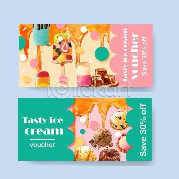 사람없음 EPS 일러스트 해외이미지 막대아이스크림 분홍색 상품권 아이스크림 영어 초록색 타이포그라피 티켓 하드