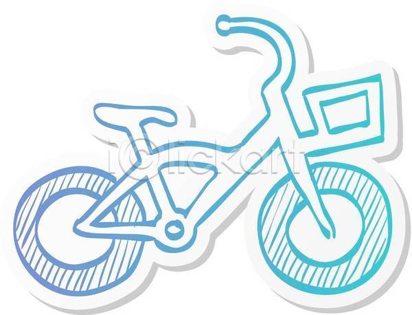 사람없음 EPS 라인일러스트 일러스트 해외이미지 바구니 스케치 어린이자전거 자전거 파란색