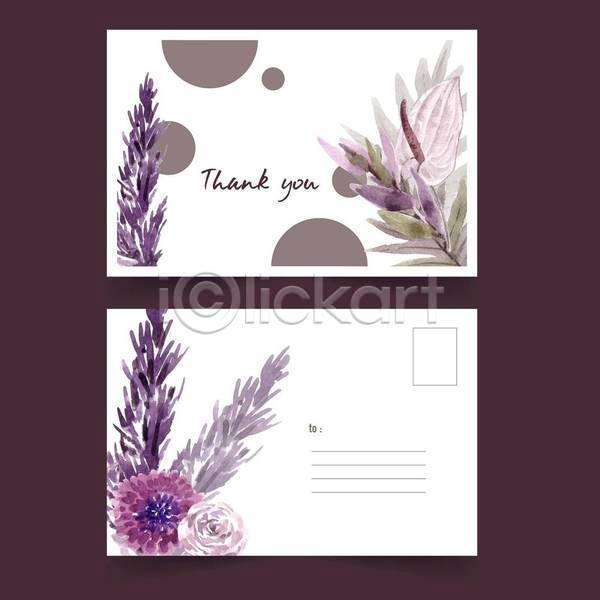 감성 사람없음 EPS 일러스트 해외이미지 꽃 보라색 수채화(물감) 안스리움 엽서 카드(감사) 흰색