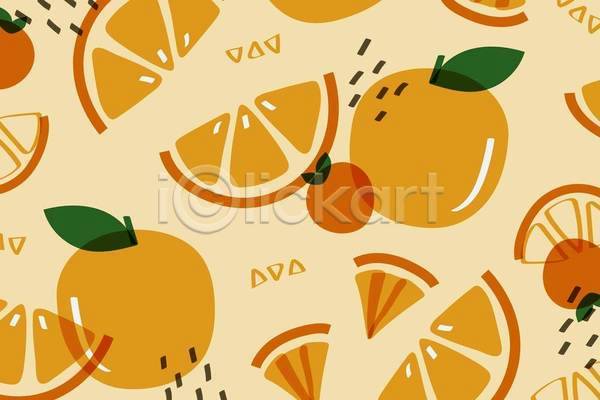 시원함 사람없음 EPS 일러스트 해외이미지 과일조각 백그라운드 여름(계절) 오렌지 주황색 패턴 패턴백그라운드