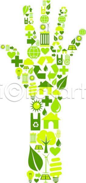 사람없음 EPS 실루엣 일러스트 해외이미지 그린에너지 손모양 식물 재활용 초록색 친환경 하트