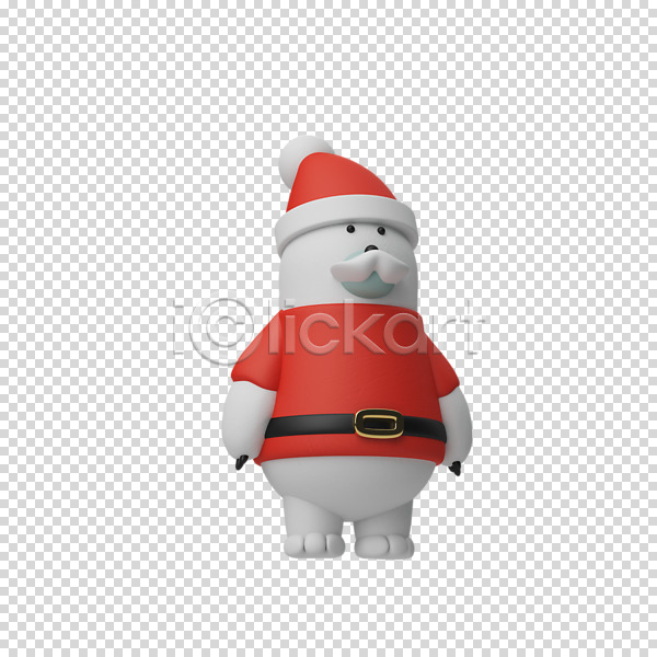 사람없음 3D PNG 디지털합성 편집이미지 3D캐릭터 누끼 북극곰 산타모자 산타옷 산타클로스 콧수염 크리스마스 편집 편집소스 한마리
