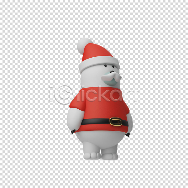 사람없음 3D PNG 디지털합성 편집이미지 3D캐릭터 누끼 북극곰 산타모자 산타옷 산타클로스 콧수염 크리스마스 편집 편집소스 한마리