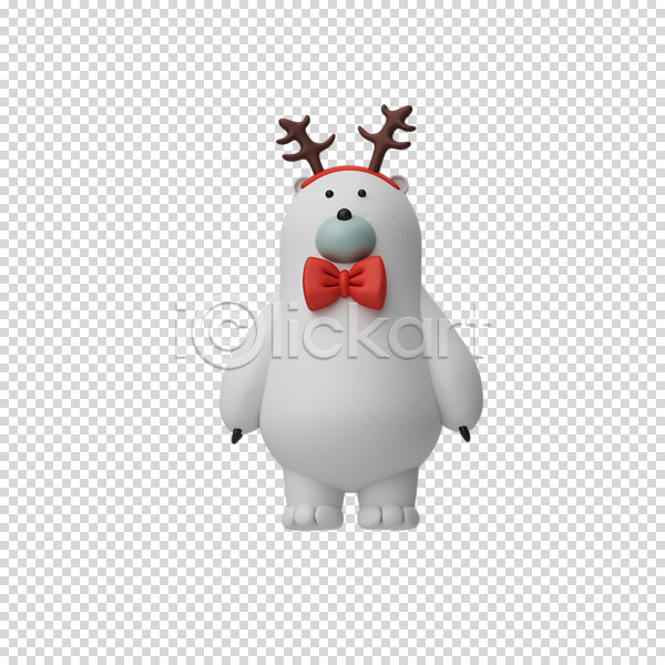 사람없음 3D PNG 디지털합성 편집이미지 3D캐릭터 나비넥타이 누끼 루돌프머리띠 북극곰 크리스마스 편집 편집소스 한마리