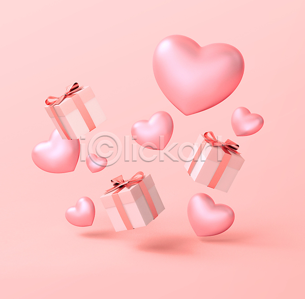 사랑 사람없음 3D PSD 디지털합성 편집이미지 공중 리본 발렌타인데이 분홍색 선물상자 오브젝트 이벤트 편집 편집소스 하트