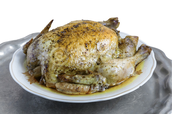 사람없음 JPG 포토 해외이미지 기름(음식) 실내 접시 치킨 통닭 흰배경