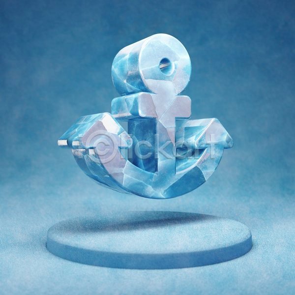 사람없음 3D JPG 입체 포토 해외이미지 닻 얼음 오브젝트 파란색
