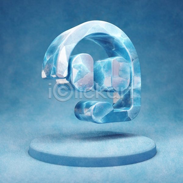 사람없음 3D JPG 입체 포토 해외이미지 얼음 오브젝트 파란색 헤드셋