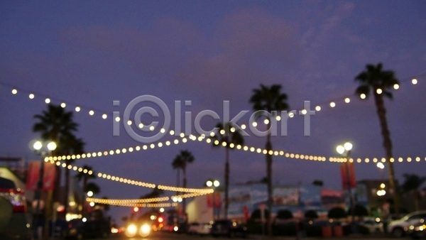 사람없음 JPG 아웃포커스 포토 해외이미지 로스앤젤레스 밤하늘 보케 빛 알전구 야간 야경 야외 야자수 여름(계절) 여름풍경