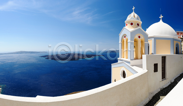 사람없음 JPG 포토 해외이미지 건물 교회 그리스 맑음 산토리니 십자가 여름(계절) 유럽 지중해 파란색 풍경(경치) 휴양지