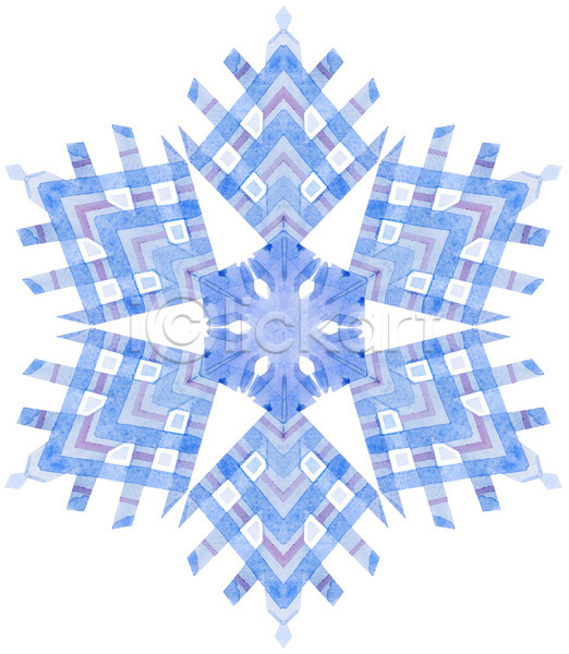 사람없음 JPG 포토 해외이미지 겨울 눈송이 디자인 미술 수채화(물감) 심볼 엘리먼트 추상 파란색