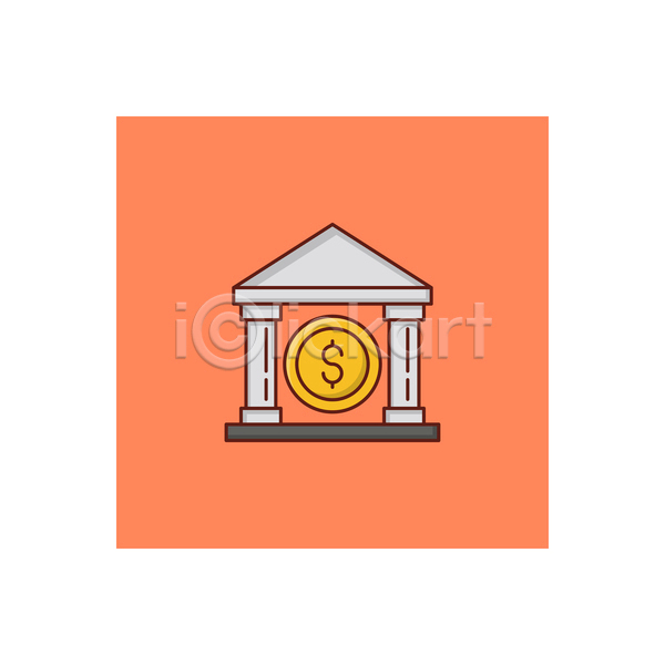 사람없음 JPG 라인아이콘 아이콘 해외이미지 금융 달러 동전 은행(금융) 주황색