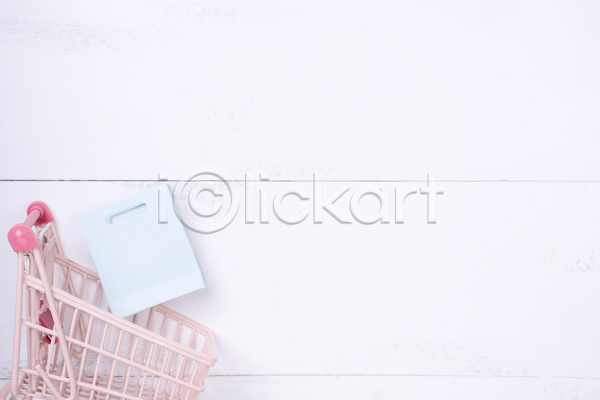 사람없음 JPG 포토 해외이미지 미니어처 쇼핑 쇼핑백 쇼핑카 실내 오브젝트 카피스페이스 흰배경