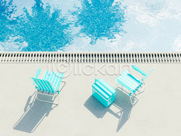 사람없음 3D JPG 포토 해외이미지 그림자 선베드 아이스박스 야외수영장 여름(계절)
