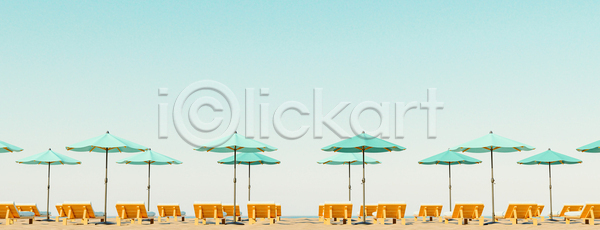 사람없음 3D JPG 포토 해외이미지 선베드 여름(계절) 파라솔 하늘 해변