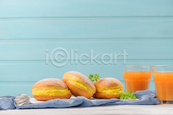 사람없음 JPG 포토 해외이미지 도넛 디저트 실내 오렌지주스