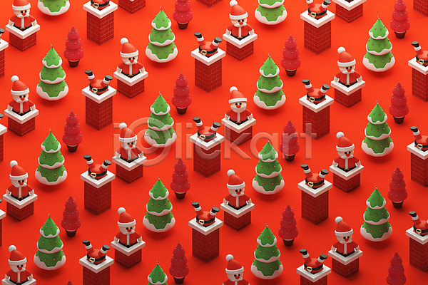 사람없음 3D PSD 디지털합성 편집이미지 굴뚝 나무 들어가기 빨간색 산타클로스 크리스마스 크리스마스트리 패턴 편집 편집소스