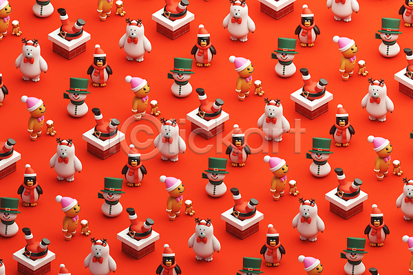 사람없음 3D PSD 디지털합성 편집이미지 굴뚝 눈사람 루돌프머리띠 모자(잡화) 북극곰 빨간색 산타클로스 진저맨 진저쿠키 캐릭터 크리스마스 패턴 펭귄 편집 편집소스