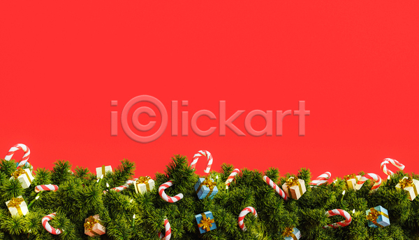 사람없음 3D JPG 포토 해외이미지 가랜드 디자인 백그라운드 빨간색 선물상자 지팡이사탕 추상 축제 카피스페이스 크리스마스 크리스마스배경 크리스마스장식