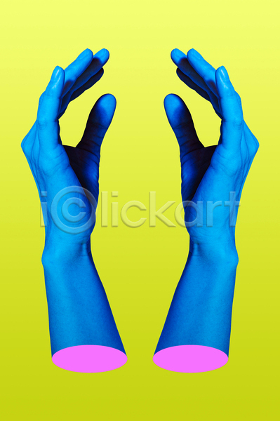 신체부위 JPG 포토 해외이미지 노란색 미술 손 손짓 추상 컨셉 콜라주 파란색 팝아트