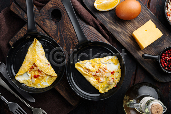 사람없음 JPG 포토 하이앵글 해외이미지 계란 계란요리 레몬 오믈렛 음식 치즈