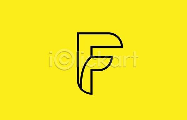 사람없음 EPS 라인일러스트 일러스트 해외이미지 F 노란색 디자인 선 심볼 알파벳 엘리먼트 영어 활자