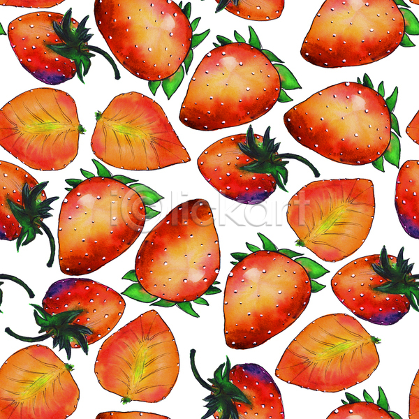 사람없음 JPG 포토 해외이미지 디자인 디저트 딸기 백그라운드 빨간색 수채화(물감) 패턴