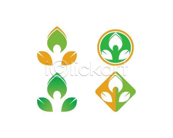 사람없음 EPS 아이콘 해외이미지 디자인 심볼 에코 유기농 잎 주황색 초록색 컨셉