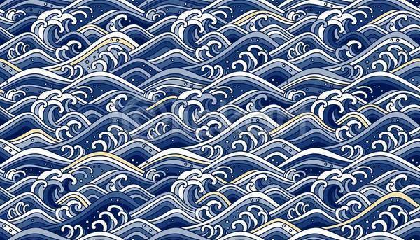 사람없음 EPS 일러스트 해외이미지 디자인 라인아트 물결 백그라운드 파도 파란색 패턴 패턴백그라운드