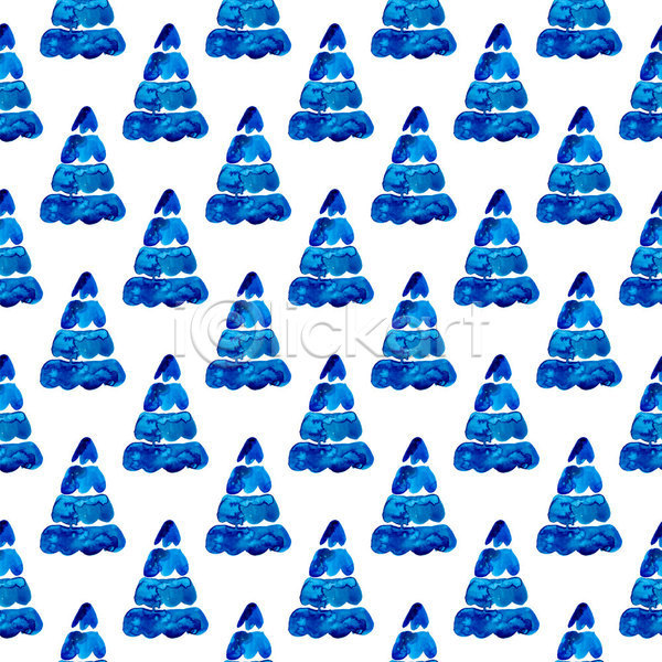 사람없음 JPG 일러스트 포토 해외이미지 나무 디자인 백그라운드 수채화(물감) 파란색 패턴 패턴백그라운드 흰색