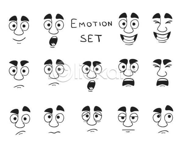 사람없음 EPS 아이콘 일러스트 해외이미지 감정 만화 세트 이모티콘 캐릭터 표정